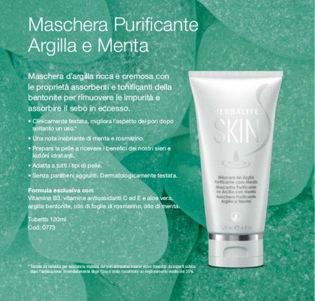 Maschera viso purificante argilla e menta